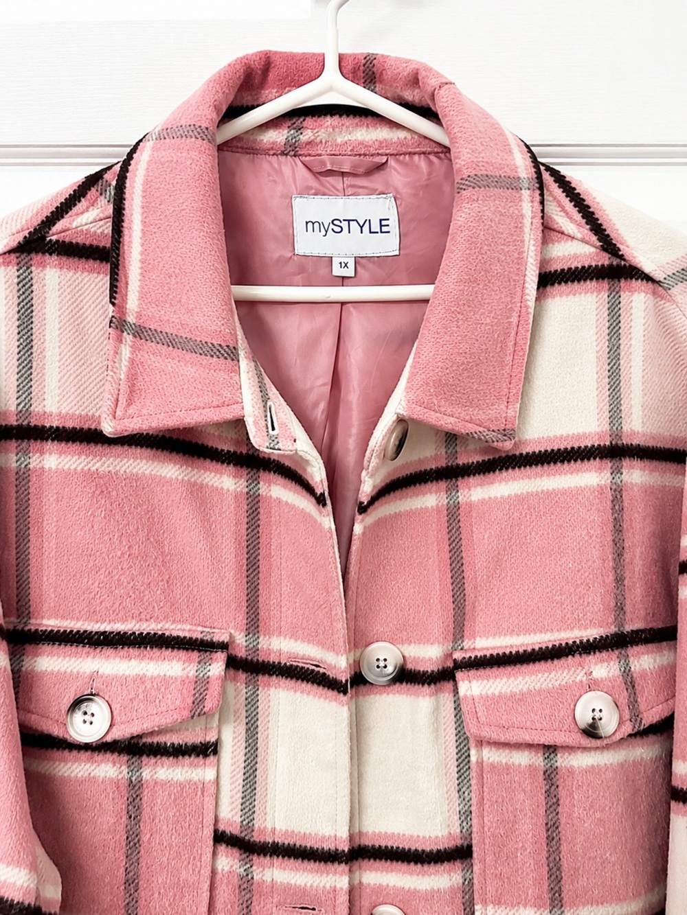 Pink Plaid Lined Shacket - Picture 2 of 2